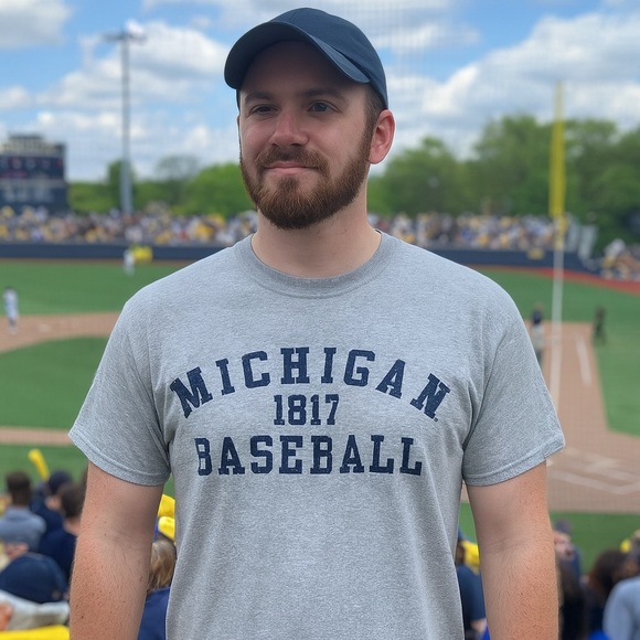 Steve & Barrys Gray Large Michigan 1817 Baseball T-Shirt University Sportswear - Picture 1 of 6